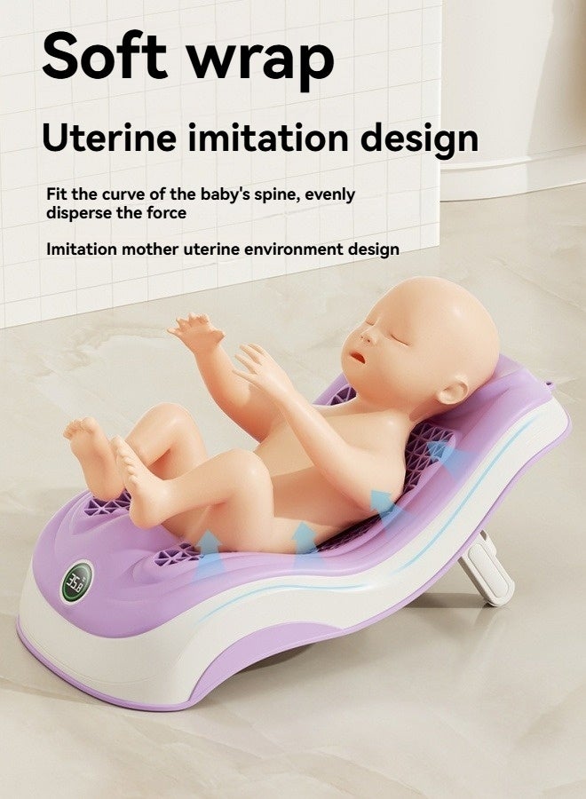 إم مياويان رف استحمام ناعم للأطفال، رف استحمام ذكي للأطفال مزود بمستشعر درجة الحرارة، دعامة للجلوس/الاستلقاء، سجادة مانعة للانزلاق، شبكة استحمام، حوض استحمام - Image 2